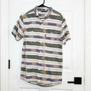 O'NEILL Mens Size M Tailored‎ Short Sleeve Casual Button Front Shirt Striped